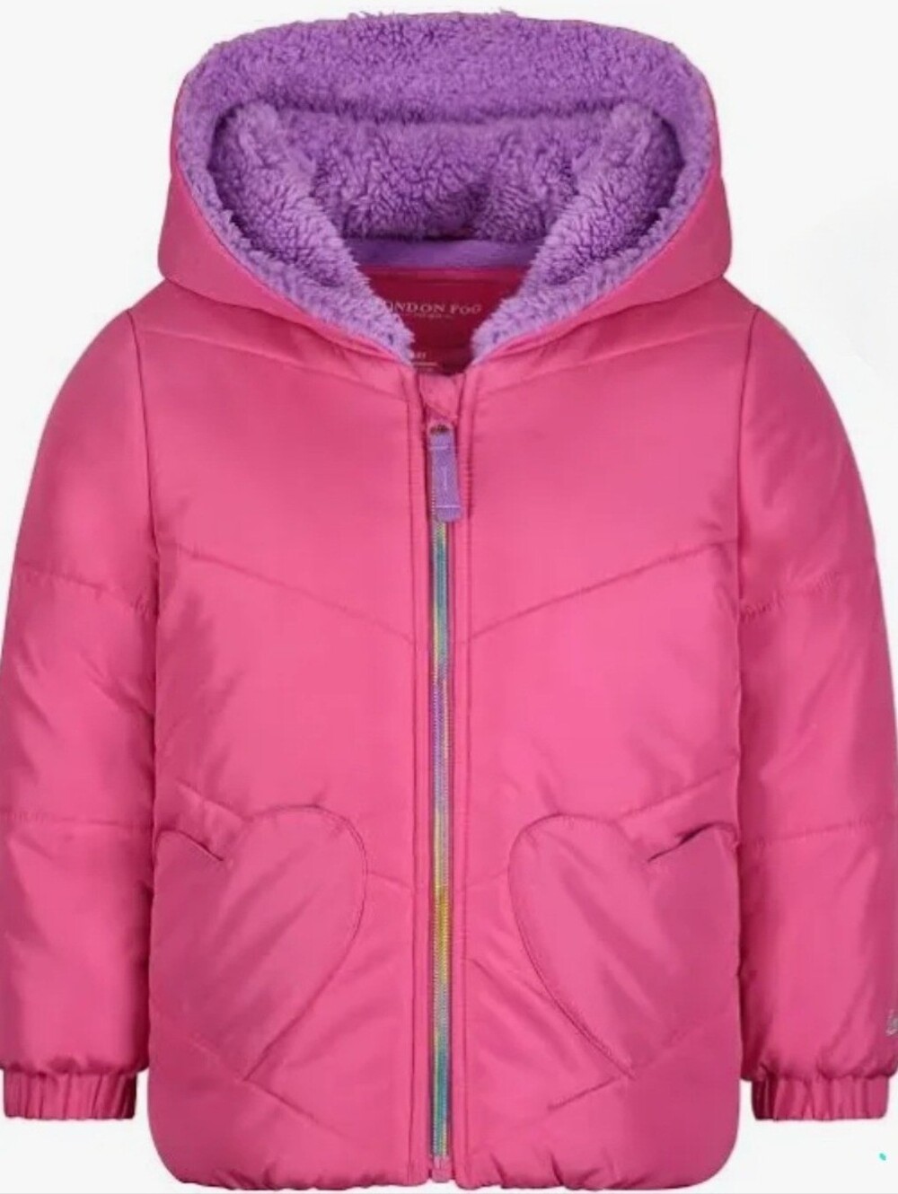 Kids Jacket Weather Resistant London Fog Winter Pink Puffer Coat Size 4T